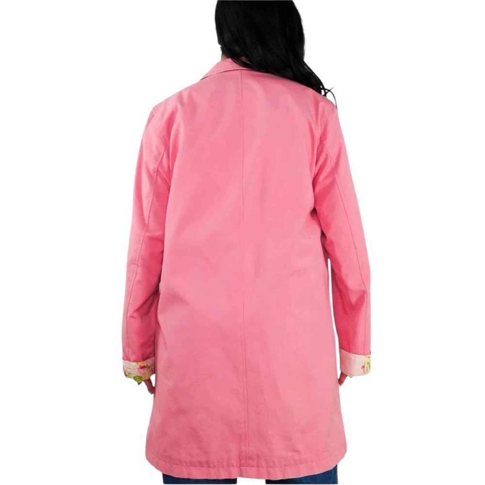 Vintage Pink Floral Reversible Button Flap Pockets Collared Jacket Coat Size XL - Picture 6 of 16